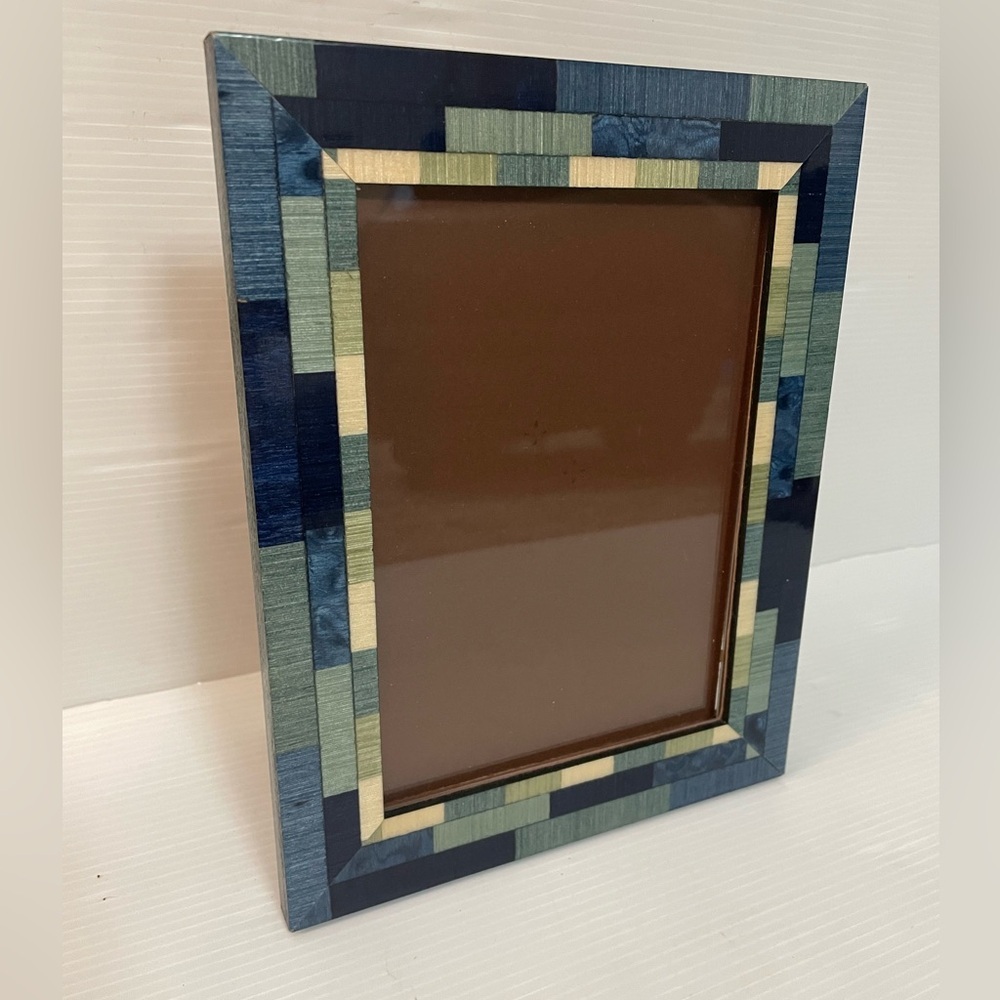 Natalini Wood Parquetry 5X7 Picture Frame Blue Mosaic Real Wood-Gorgeous-Italy